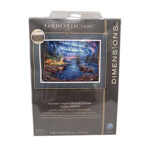 Dimensions Gold Collection Counted Cross Stitch Kit Northern Night NEW Moose
